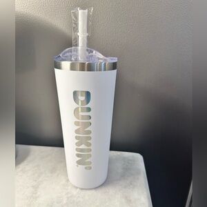 Dunkin Donuts 20oz White Stainless Steel Tumbler - NWT